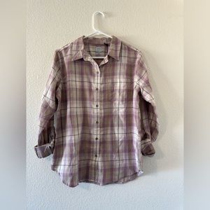 NWT Alfie Flannel Soft Musk Lavender Plaid Long Sleeve Button up size Small